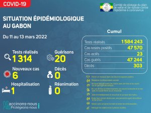 Coronavirus au Gabon&nbsp;: point journalier du 13 mars 2022