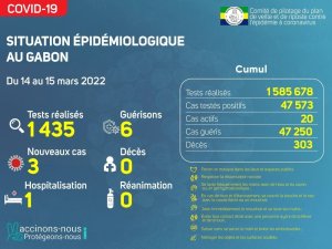 Coronavirus au Gabon&nbsp;: point journalier du 15 mars 2022